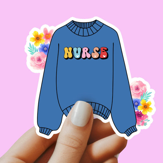 Nurse on Sweater Sticker - Nurse Sticker - RN Sticker - Nurse Gift - Decorative Sticker - Sticker