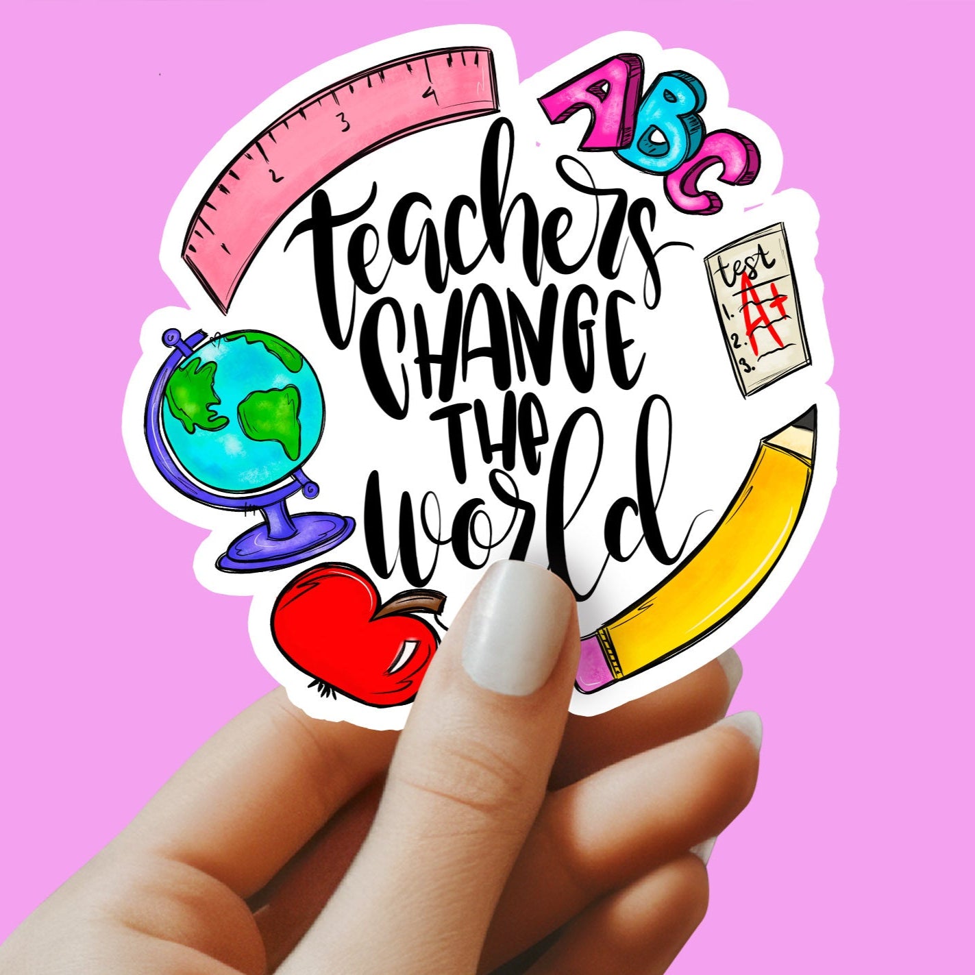 Teachers Change the World Sticker - Teacher Sticker - Teacher Gift - Decorative Sticker - Sticker