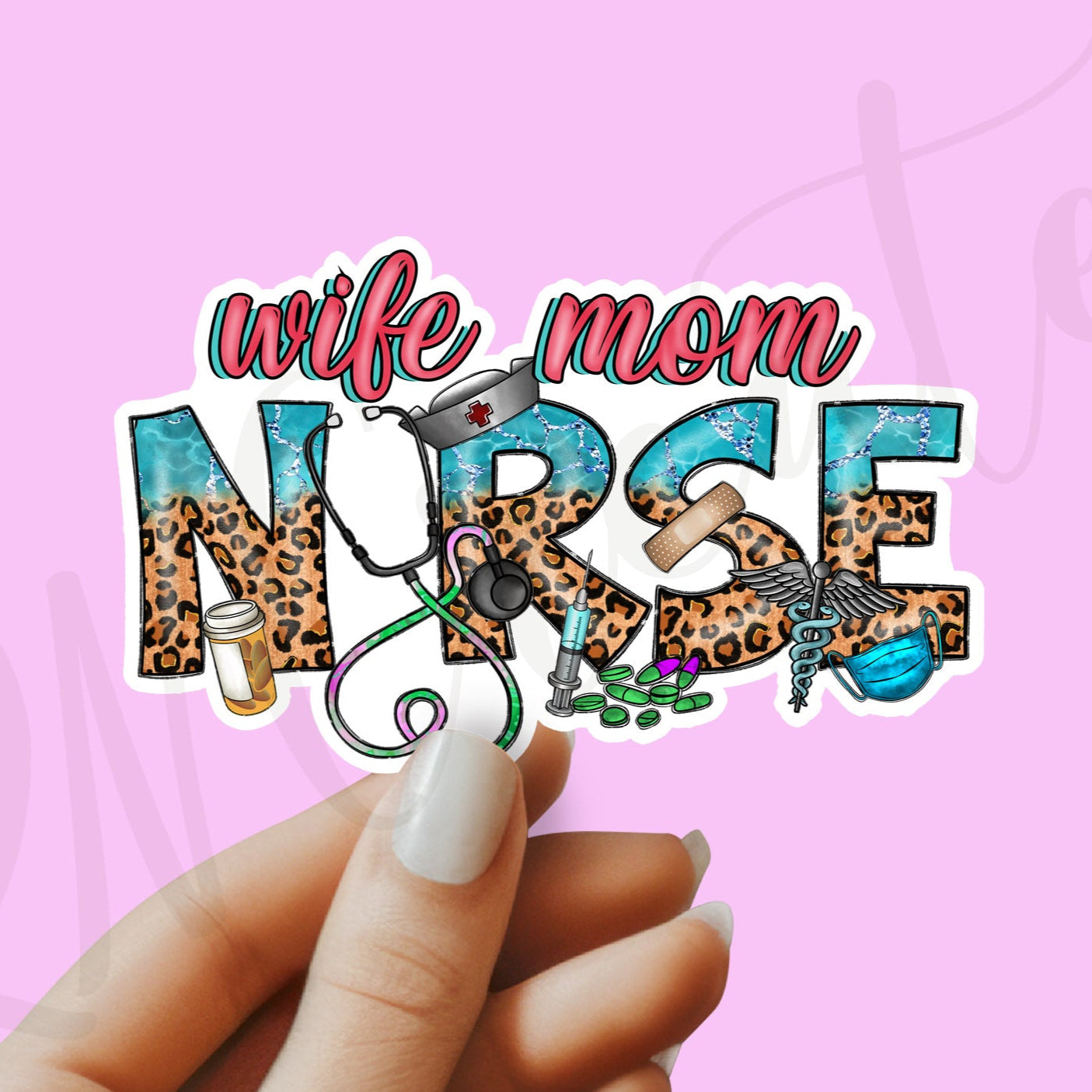 Wife Mom Nurse Sticker - RN Sticker - Nurse Gift - Decorative Sticker - Sticker