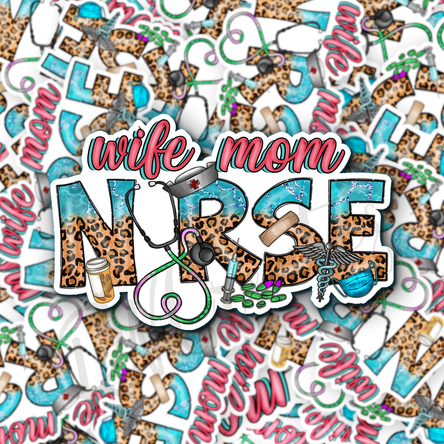 Wife Mom Nurse Sticker - RN Sticker - Nurse Gift - Decorative Sticker - Sticker